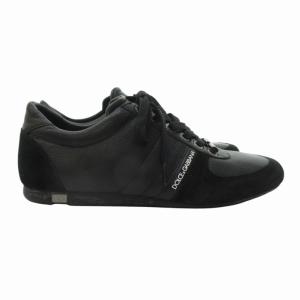 DOLCE&GABBANA レザー スニーカー スエード切替 ロゴ 黒 ブラック 9.5 27.5cm CA0392