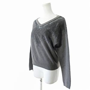 EPOCA ニット カットソー 長袖 フロッキー ウール Vネック 40 グレー 0218 IBO65