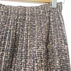 PLEATS PLEASE ISSEY MIYAKE イッセイミヤケ 総柄 プリーツ スカート 膝丈 イージーウエスト 3 茶 ブラウン 0218 IBO65