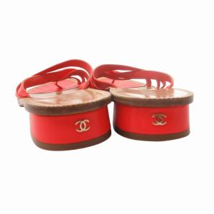 CHANEL サンダル ミュール ココマーク オレンジ 37C 約23.5cm IBO65 AA