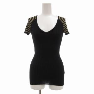 GUCCI アンサンブルニット シルク ボーダー M ブラック