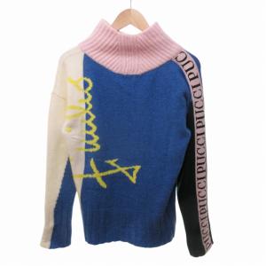 Emilio Pucci ニット セーター 総柄 ウール ハイネック 長袖 イタリア製 S マルチカラー 0204