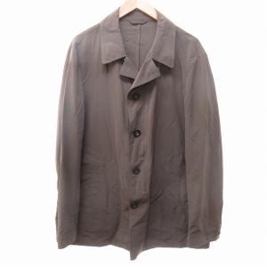 ステンカラーコート ジャケット ダブルジップ シルク混 グレー 約Mサイズ IBO65 AA 0305