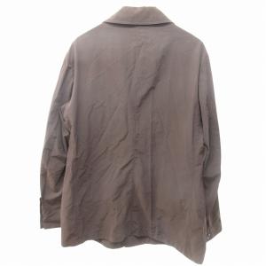 GIORGIO ARMANI ステンカラーコート ジャケット ダブルジップ シルク混 グレー 約Mサイズ IBO65 AA 0305