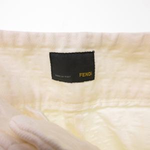 FENDI ズッカ柄 スラックス パンツ ストレート 白 ホワイト 46 約Lサイズ IBO65 0206