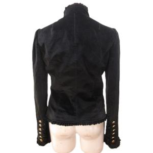 D&G 美品 ベルベットジャケット ブレザー 金ボタン 裏地レオパード 黒 ブラック 40 約Mサイズ IBO65 0206