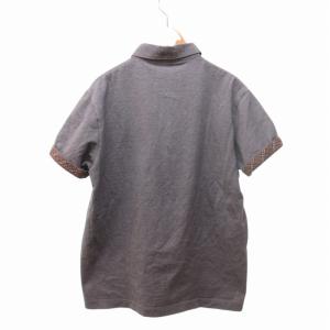 BURBERRY BLACK LABEL 美品 ノバチェック ポロシャツ Tシャツ 半袖 ロゴ刺繍 グレー 3 約L IBO65
