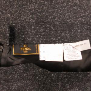 FENDI 美品 ウール ひざ丈 スカート グレー 48 約L IBO65