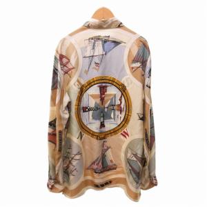 HERMES マルジェラ期 BELLES AMURES 帆の美学 シルク シャツ ブラウス マルチカラー 42