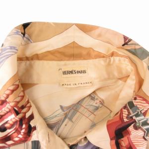 HERMES マルジェラ期 BELLES AMURES 帆の美学 シルク シャツ ブラウス マルチカラー 42