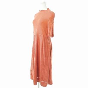 FOXEY NEW YORK シルク カシミア混 ニット ワンピース ロング 5分袖 40 オレンジ系 36192 0226 IBO65