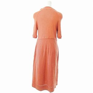 FOXEY NEW YORK シルク カシミア混 ニット ワンピース ロング 5分袖 40 オレンジ系 36192 0226 IBO65