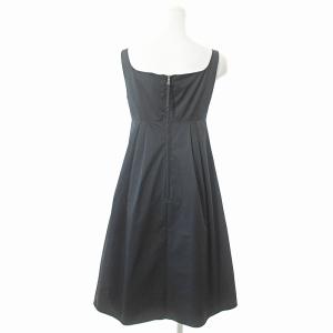 FOXEY NEW YORK ワンピース ジャンパースカート JSK 膝丈 ノースリーブ リボン タック 38 黒 ブラック 26230 0226 IBO65