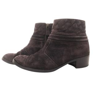 CHANEL マトラッセ スエード ショートブーツ シューズ ココマーク サイドジップ 紫系 パープル系 38.5C 約24?p IBO65