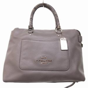 美品 エマサッチェル 2WAY カーフレザー ハンドバッグ ショルダーバッグ パイソン柄 グレー F31471 0301 AA