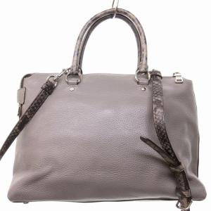 COACH 美品 エマサッチェル 2WAY カーフレザー ハンドバッグ ショルダーバッグ パイソン柄 グレー F31471 0301 AA