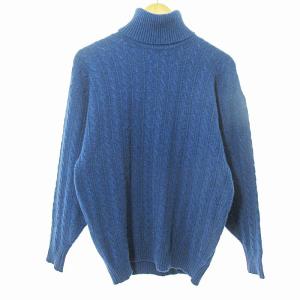 Paul Stuart カシミア セーター ニット 長袖 タートルネック S 青 0228 IBO65