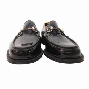 GUCCI ホースビット エナメル ローファー 黒 ブラック 8 約26cm IBO55 AA