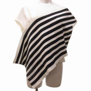 美品 近年 変形 ボーダー ノースリーブ ニット セーター AS1959-WH 白 ホワイト 2 約M