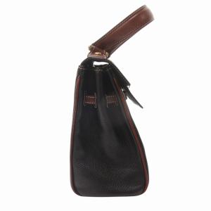 BALLY ヴィンテージ 2WAY ハンドバッグ ショルダーバッグ ワンハンドル ターンロック レザー ブラック×ブラウン 0301