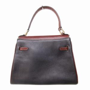 BALLY ヴィンテージ 2WAY ハンドバッグ ショルダーバッグ ワンハンドル ターンロック レザー ブラック×ブラウン 0301