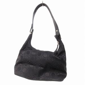 Salvatore Ferragamo ワンショルダーバッグ ハンドバッグ ガンチーニ柄 レザー × ナイロン 黒 ブラック AU-21-1245 0301