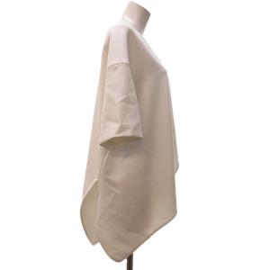 ENFOLD 美品 ダブルクロスVネックトップス アシンメトリー カットソー 半袖 スリット 白 ホワイト 36 約Sサイズ 300AA230-0980