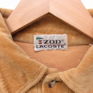 LACOSTE IZOD 80s ヴィンテージ パイル地 ポロシャツ カットソー 長袖 ロゴ ベージュ 約Mサイズ 0317