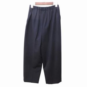 ENFOLD 美品 300DS231-0080 ダブルクロス クロップドパンツ スラックス テーパード タック 紺 ネイビー 38 約Mサイズ