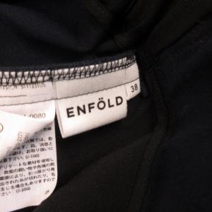 ENFOLD 美品 300DS231-0080 ダブルクロス クロップドパンツ スラックス テーパード タック 紺 ネイビー 38 約Mサイズ