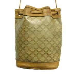 CELINE マカダム ブラゾン 巾着 ショルダーバッグ