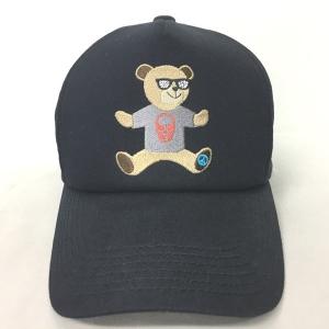 20SS サングラスベアーキャップ 帽子 刺繍 ラインストーン ロゴ 黒 ブラック 56cm