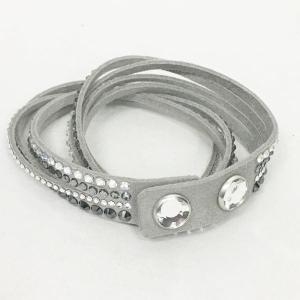 SWAROVSKI ブレスレット チョーカー 2WAY スウェード クリスタル グレー クリア ブラック