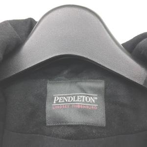 PENDLETON コート ジャケット ウール 総柄 変形 フード トグルボタン 黒 灰 系 ポンチョ