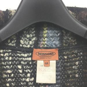 MISSONI ロングカーディガン ニットコート ウール モヘヤ混 ストライプ スタンドカラー マルチカラー 44