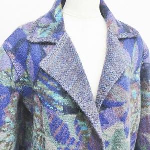 MISSONI ニットコート モヘア混 総柄 大きいサイズ 紫系 パープル