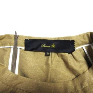 Drawer スカート ミニ タイト リネン 麻 フリル ゴールド ラメ 38 M RRR X