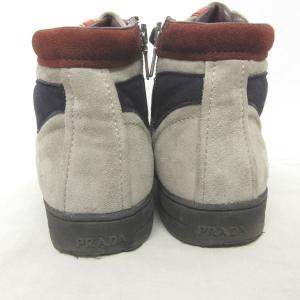 PRADA SPORT ハイカットスニーカー シューズ スエード レザー 切替 サイドジップ ベージュ 茶 系 35 1
