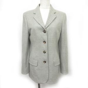 カシミヤ100% ツイードジャケット 総裏 灰 グレー 40