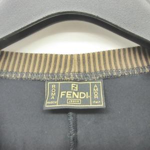 FENDI ヴィンテージ セットアップ カーディガン スカート 切替 ストレッチ 長袖 ブラック 46