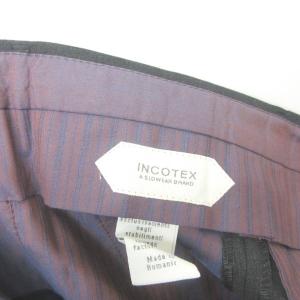 INCOTEX 美品 SUPER100S スラックス ウールパンツ タッセル 装飾 SLIM FIT 黒 ブラック 44 ECR4 0529