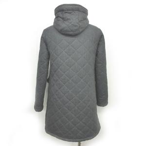 MACKINTOSH 英国製 キルティングコート 中綿ジャケット ロング ウール 裏ボア フード 灰 グレー 36