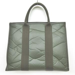 HUNTING WORLD バチュークロス トートバッグ ハンドバッグ 切替 ナイロン ロゴ 緑 茶