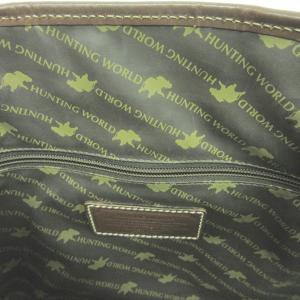HUNTING WORLD トートバッグ ショルダーバッグ キャンバス 切替 レザー ロゴ パッチ ブラウン