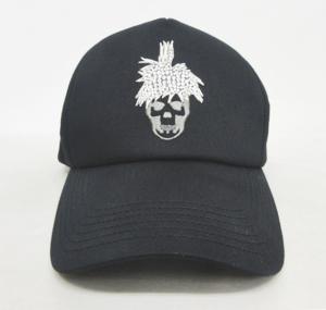 lucien pellat finet 6パネル キャップ 帽子 スカル刺繍 ラインストーン 黒 ブラック F 58cm