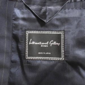International Gallery BEAMS スーツ フォーマル シングル ストライプ ウール 紺 ネイビー 42 XS 小さいサイズ ジャケット テーラード 3B 背抜き