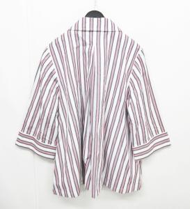 YVES SAINT LAURENT ジャケット ストライプ柄 ハートボタン 白 ホワイト ピンク M ECR7 0726