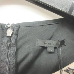 TO BE CHIC ワンピース コットン 切替 レース 装飾 7分袖 黒 ベージュ 系 46