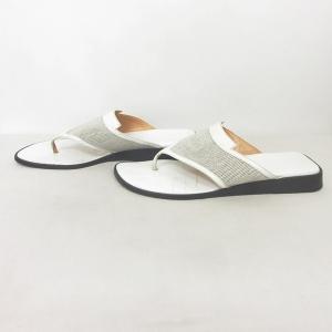 HERMES トングサンダル レザー トワルアッシュ 38 ホワイト