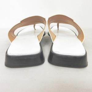 HERMES トングサンダル レザー トワルアッシュ 38 ホワイト
